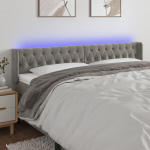 Galvūgalis su LED, &scaron;viesiai pilkas, 203x16x78/88cm, aksomas
