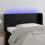 Galvūgalis su LED, juodos spalvos, 93x16x78/88cm, dirbtinė oda