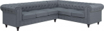 Beliani 6 vietų kampinė sofa CHESTERFIELD, pilka, kairinė