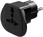 Goobay 94028 World to EU Travel Adapteris, kelionių adapteris (UK, US, IT, CH, į EU), Juoda