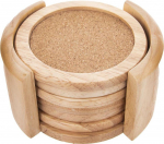 Orion mediniai padėkliukai puodeliams 6 vnt. su stovu