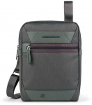 Piquadro, Trakai, Recycled Materials, Small, Textile Crossbody Bag, Žalias, 27 x 21 x 5 cm, For Men