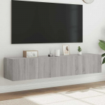 TV staliukas Sieninės TV spintelės su LED, 2vnt., pilkos ąžuolo, 80x35x31cm