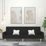 Dvivietė sofa-lova, juodos spalvos, audinys