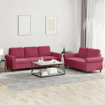 Sofa Sofos komplektas su pagalvėlėmis, 2 dalių, vyno, aksomas