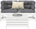 Lauko baldų komplektas Sodo sofos komplektas, 3 dalių, baltas, pu&scaron;ies medienos masyvas