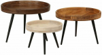 Kavos staliukai, 3vnt., mango medienos masyvas, apskriti
