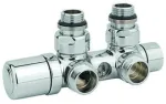 Dvigubas radiatoriaus pajungimas Twinvalve 1/2` x 24-19. 90&deg;. chromas