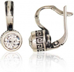 Sidabriniai auskarai angli&scaron;ku užsegimu, Metalas: Sidabras, Praba: 925&deg;, Akmuo: Cirkonai - 3.2 g. - 16 mm.