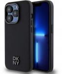 DKNY PU Leather Stack Logo Magsafe dėklas telefonui Apple iPhone 15 Pro Max juodos spalvos