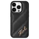 Apple iPhone 15 PLUS / 14 PLUS Karl Lagerfeld Diagonal Quilted Script (KLHCP15MPQDSMGK) dėklas telefonui juodos spalvos