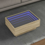 Kavos staliukas su LED, ąžuolo, 70x50x30cm, apdirbta mediena