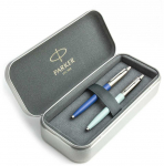 Parker Jotter Originals Mėlyna ir Pastel Mėlyna Tu&scaron;inukų dovanų rinkinys su metaliniu dėklu