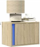 Prie sienos montuojama naktinė spintelė su LED, ąžuolo