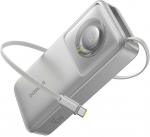 Baseus Free2Pull 10000mAh 30W maitinimo blokas su USB-C prievadu ir i&scaron;traukiamu USB-C laidu - pilkos spalvos