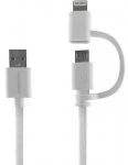 THOMSON TH2IN1CABLEW - greitas du viename laidas - Lightning ir mikro USB, 1m, baltas