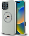Dėklas Karl Lagerfeld Liquid silikoninis K&CH Heads MagSafe Apple iPhone 16 Pro rusvai gelsvas