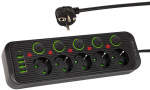 Blow PS-530S 5 lizdų tinklo ilgintuvas 4xUSB 1xUSB-C 3m juodas 2x1mm