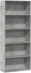 Spintelė knygoms, betono pilka, 80x30x189cm, MDP