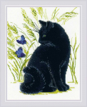 Juodas Cat Siuvinėjimo rinkinys i&scaron; RIOLIS Nr.: 2001