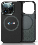 BMW BMHMP16S23SROK Apple iPhone 16 6.1' dėklas telefonui juodos spalvos M Silikoninis Printed Ring MagSafe
