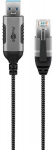 Goobay 74394, USB 3.0 A tipo, RJ45, 1,5 m, Juoda, Sidabras