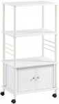 Sobuy Virtuvės spintelė su ratukais mikrobangų krosnelei Virtuvės lentyna mikrobangų krosnelei su 2 durelėmis FRG12-W