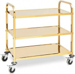 Royal Catering Maitinimo padavėjo serviravimo vežimėlis 3 lentynos 89,5 x 49,5 cm iki 240 kg - auksinis