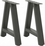 Kavos staliuko kojelės, 2 vnt., antracito spalvos, 50x(42-43) cm, plienas