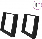 Kavos staliuko kojelės, U formos, 2 vnt., juoda, 70x(42-43) cm