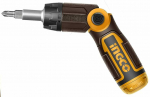 Ingco AKISD1208 Ratchet screwdriver with joint and set of 12 bits CrV