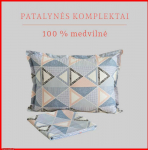 100 proc. medvilnės patalynės komplektas - Antklodės užvalkalas 220x200 cm. + pagalvės užvalkalai 50x70 cm. (2 vnt.)