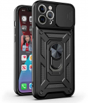 Topt Slide Camera Armor dėklas skirtas Samsung Galaxy S25 juodos spalvos