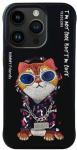 Dėklas NIMMY case GLASSES COOL CAT for IPHONE 15 Pro juodas