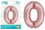GoDan SMART folijos balionas numeris 0, matinė rožinė, 76 cm GoDan
