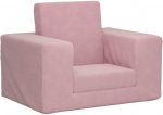 Vaiki&scaron;ka sofa-lova, rožinės spalvos, mink&scaron;tas pliu&scaron;as