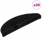 Laiptų kilimėliai, 30 vnt., juodi, 56x17x3 cm, pusapvaliai