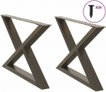 Kavos staliuko kojelės, 2 vnt., natūralus plienas, 70x(42-43,3) cm, plienas