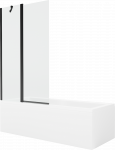 Vonia Mexen Cubik su apdaila ir stiklo sienele, 150x70 cm + 100 cm, Baltas+Juodas/Transparent