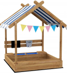 "Outsunny" smėlio dėžė su stogeliu, medinė smėlio dėžė su sėdyne, žaidimų namelis, 124 x 116 x 146 cm smėlio dėžė su lenta 3-7 metų vaikams, sodas, ruda
