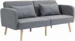 HOMCOM Sofa-lova, 2 vietų sulankstoma lova su lovos funkcija, 2 pagalvėlės, 3 vietų mink&scaron;ta sofa su reguliuojamu atlo&scaron;u, lininės i&scaron;vaizdos, skirta svetainei, miegamajam, 170 x 83 x 80 cm, pilka