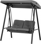 "Outsunny Hollywood" supynės 2 vietų sodo supynės su reguliuojamu stogu, pagalvėlėmis, supamojo suolelio keliamoji galia iki 220 kg, skirtos sodui, balkonui, tamsiai pilkos spalvos, 145 x 116 x 172 cm