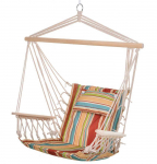 Outsunny Pakabinamas sėdims hamakas su kryžmine atrama ir pagalvėle - įvairiaspalvė