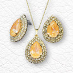 Diamond Sky Jewelry Papuo&scaron;alų rinkinys moterims DiamondSky "Jasmine (Peach DeLite)" su Swarovski kristalais