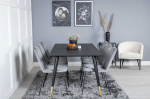 Venture Design Valgomasis stalas, Dipp, 180x90 cm, Juodas / Valgomasis kėdė, Muce, 63x84 cm, Pilka