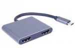 PremiumCord MST adapteris USB-C prie 2x HDMI, USB3.0, PD, 4K ir FULL HD 1080p rai&scaron;kos