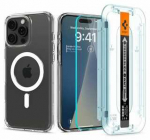 Dėklas Spigen Ultra Hybrid MagSafe, baltas + stiklas tR EZ Fit Pack - iPhone 16 Pro Max