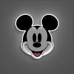 Lubinis &scaron;viestuvas Yellowpop Neoninis geltonasis &bdquo;Disney&ldquo; Mikio atspausdintas veidas