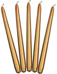 Party Deco Kūginė žvakė, metalinė, auksinė, 24 cm, 10 vnt., universali