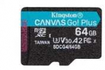 KINGSTON 64 GB Micro SDXC CANVAS GO! PLUS GEN4 200MB/S A2 U3 V30 KORTELĖ + ADAPTERIS